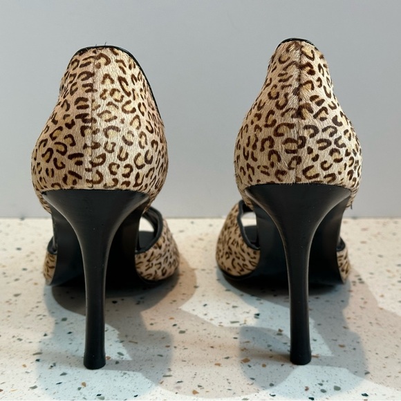 Steve Madden‎ Tweed Animal Print Mohair High Heel Peep Toe with Sequin Flowers - Picture 9 of 12